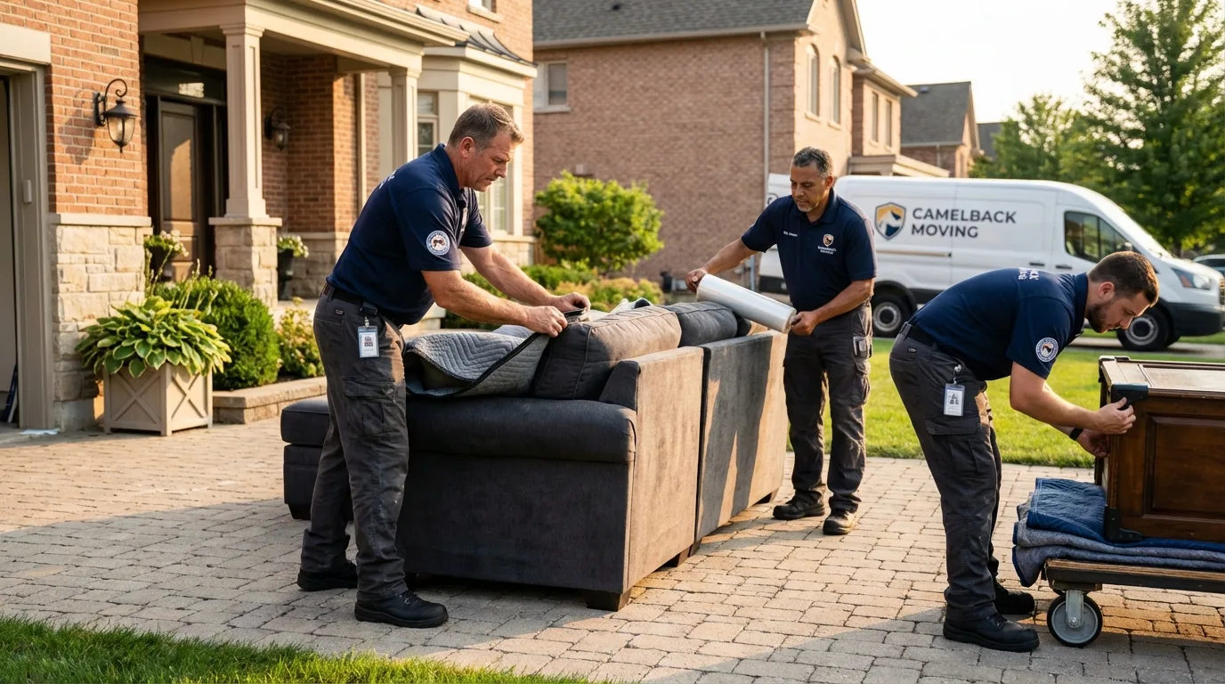 Large estate moving crew wrapping furniture in Heath, OH
